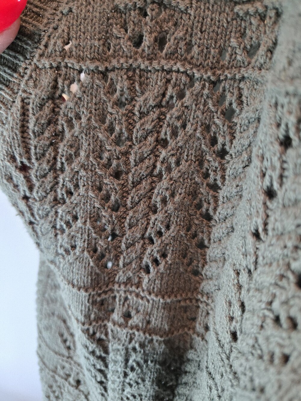 NWOT Anthropologie Olive Openwork Button-Front Cardigan - Picture 5 of 13